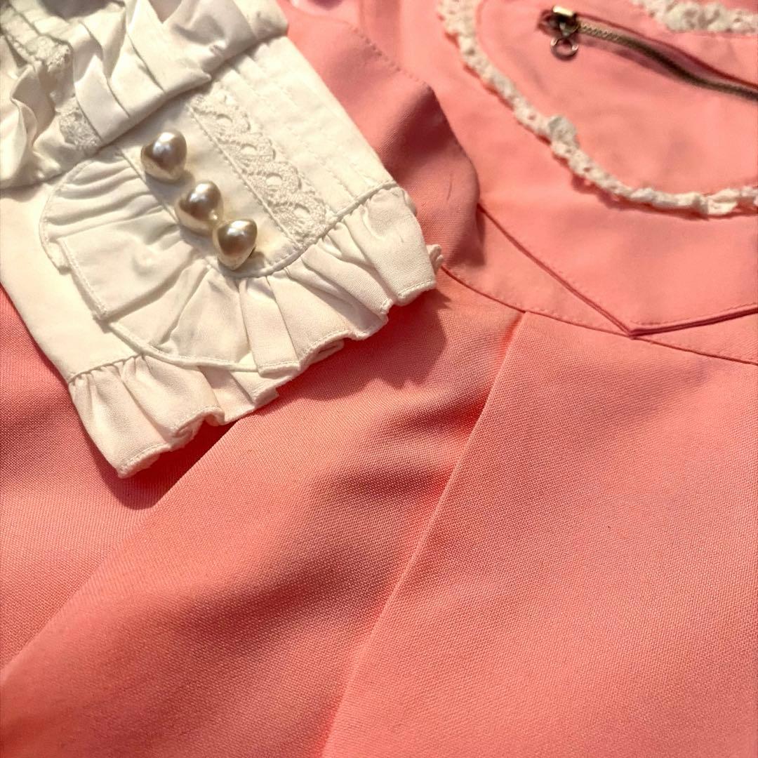 ロリータ　可愛すぎるハートエプロンドレスとブラウスのセット