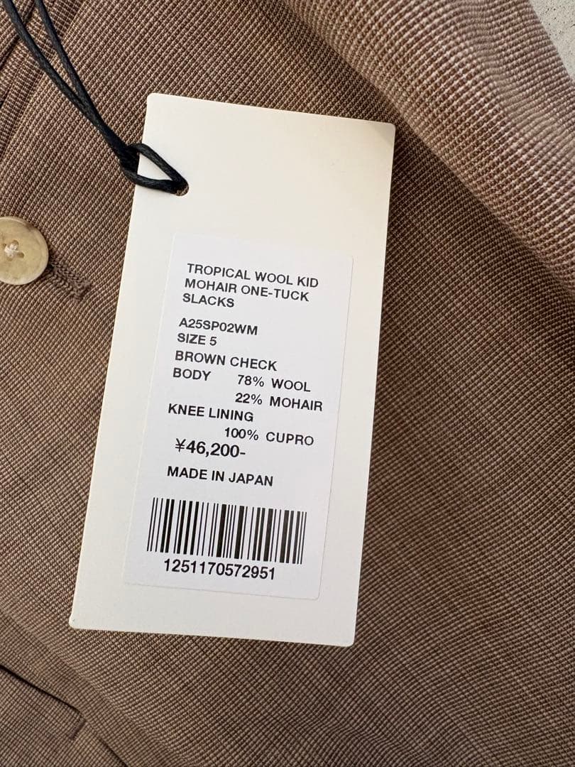 パンツ TROPICAL WOOL KID MOHAIR ONETUCK