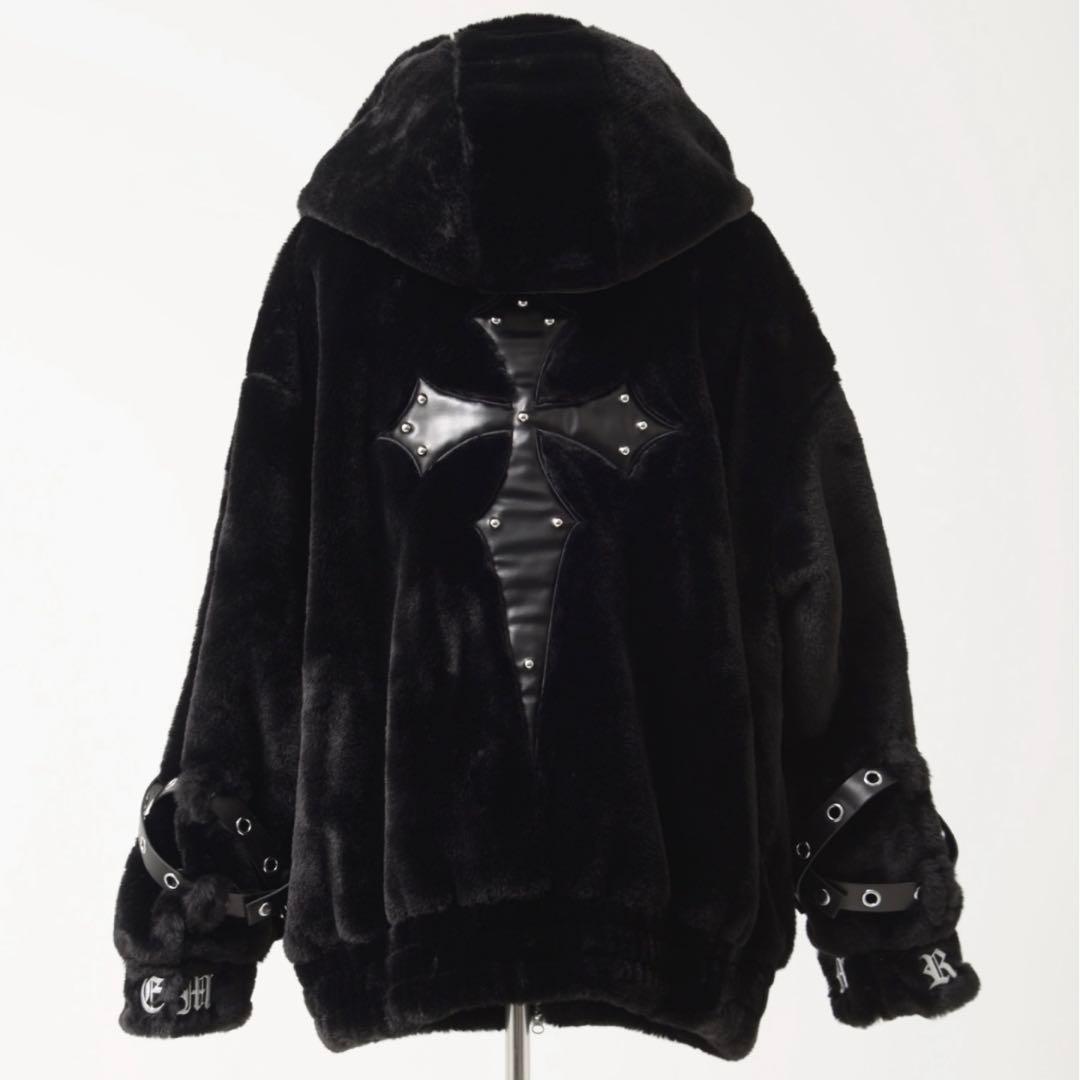 レフレム ベルト付きハイネックファーパーカー/ファーブルゾン フーディー