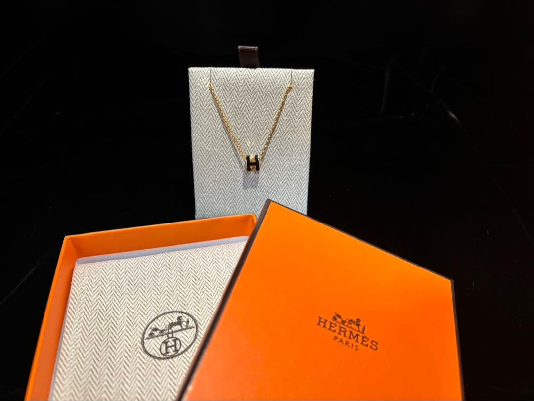 HERMES ミニポップアッシュ Hロゴ ペンダント チェーン ネックレス