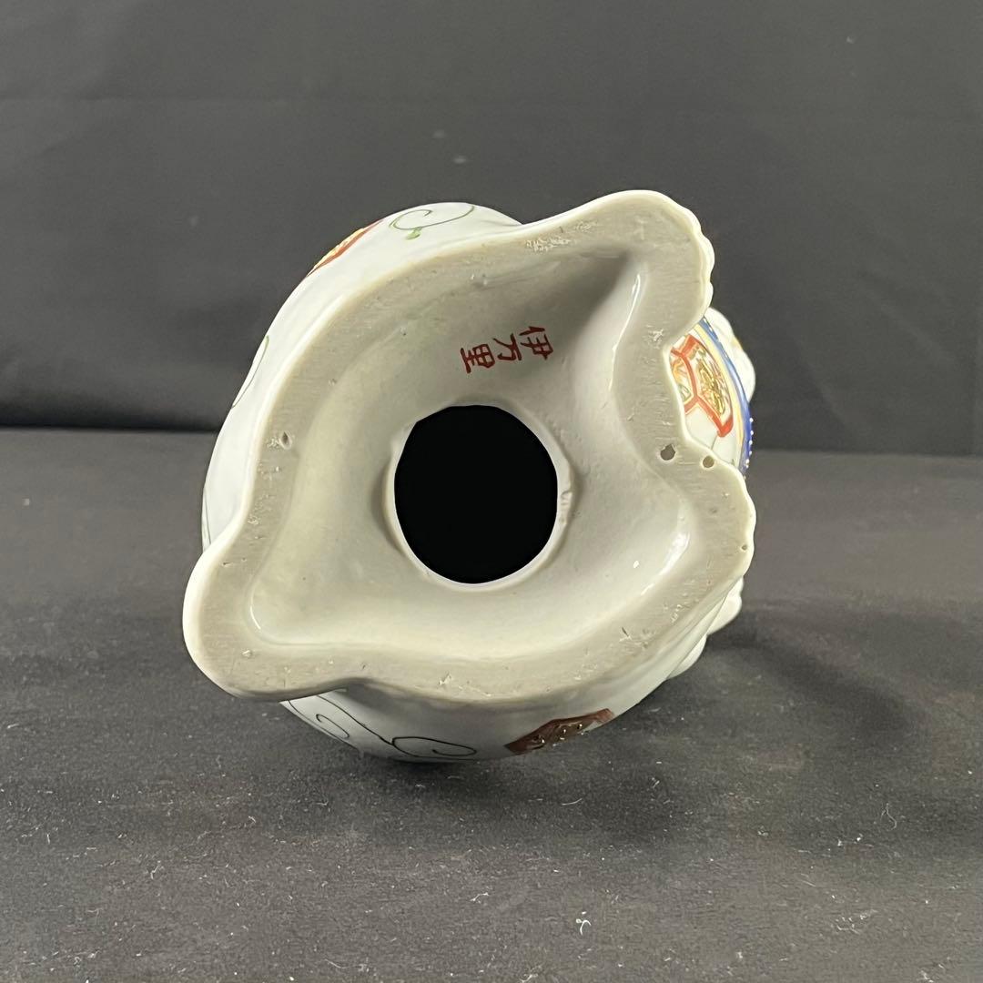 古伊万里　金襴手色絵　招き猫　陶磁器　置物　24センチ