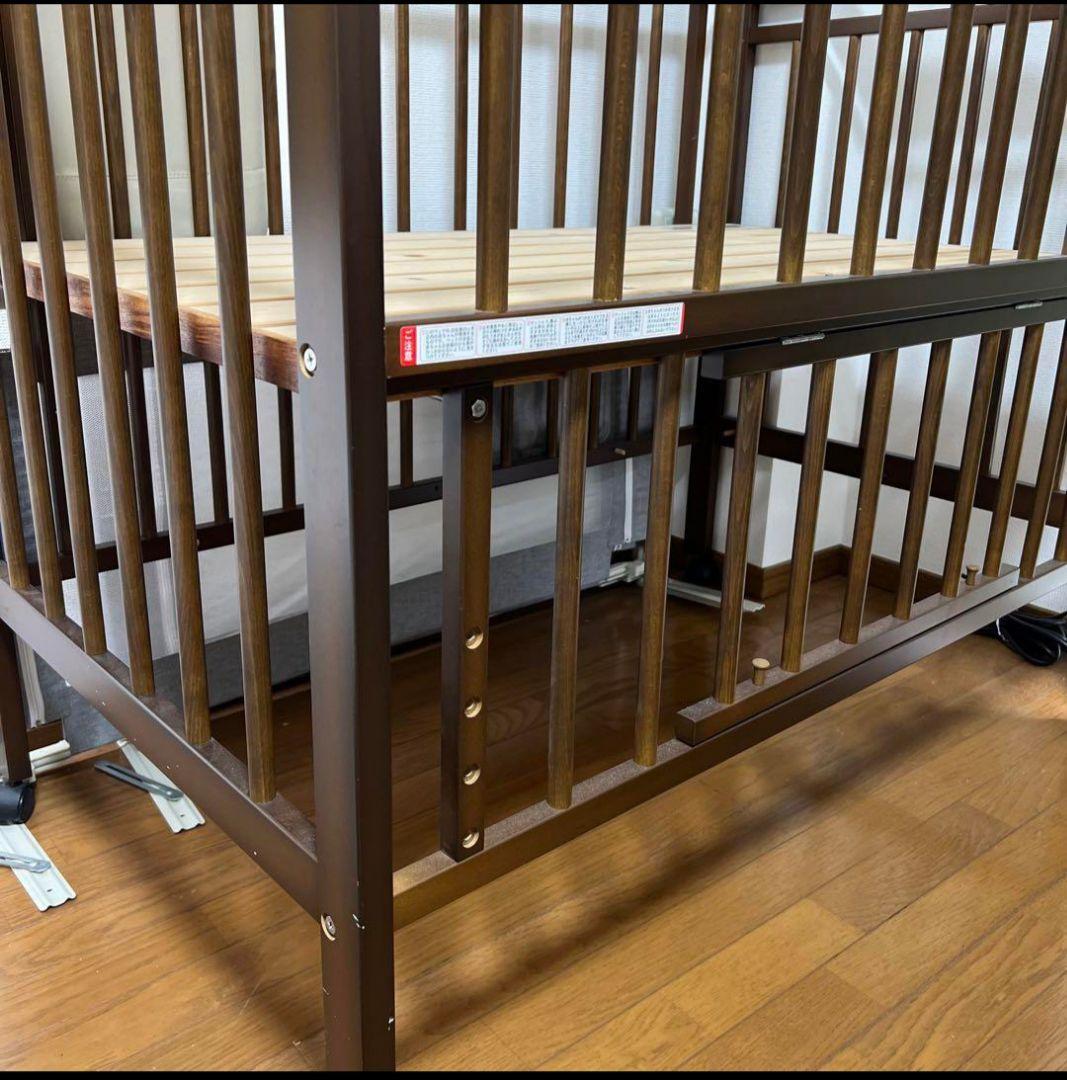 木製ベビーベッド サワベビー EASEすのこハイベッド 収納 キャスター付