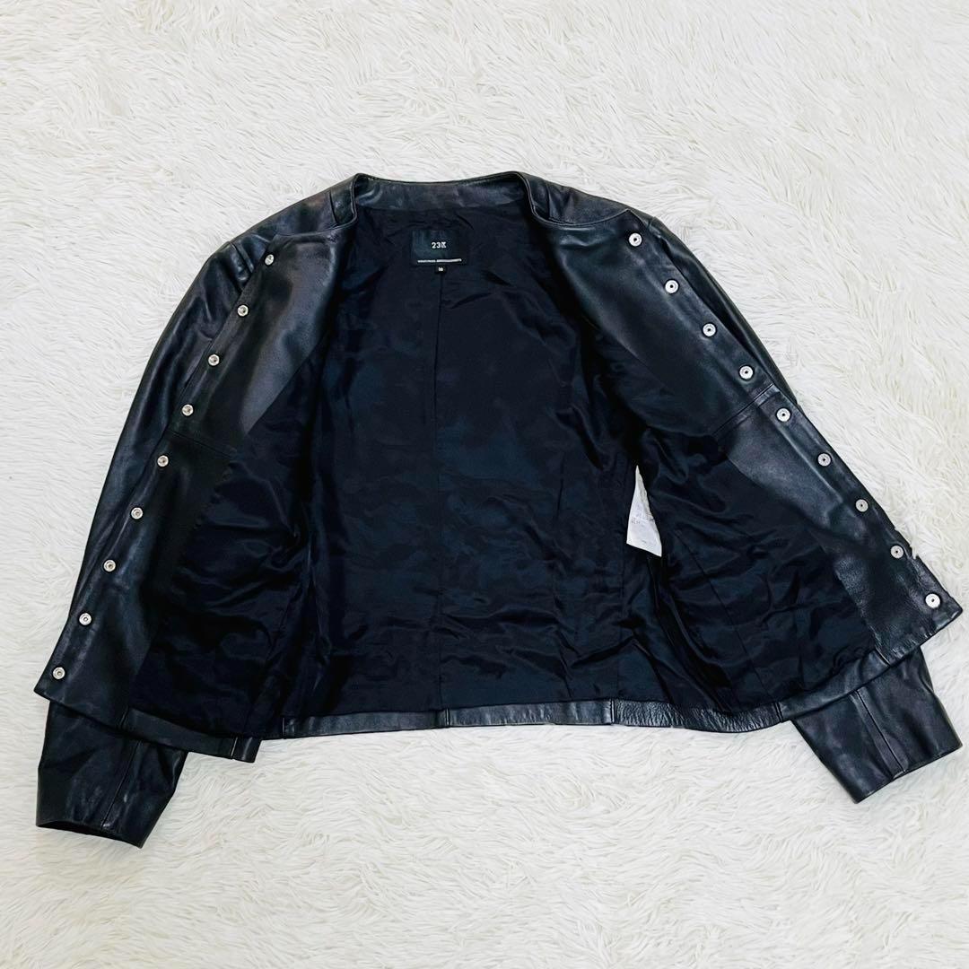 23区 　中村アン着用 ノーカラーレザージャケット Mサイズ　黒　ラムレザー