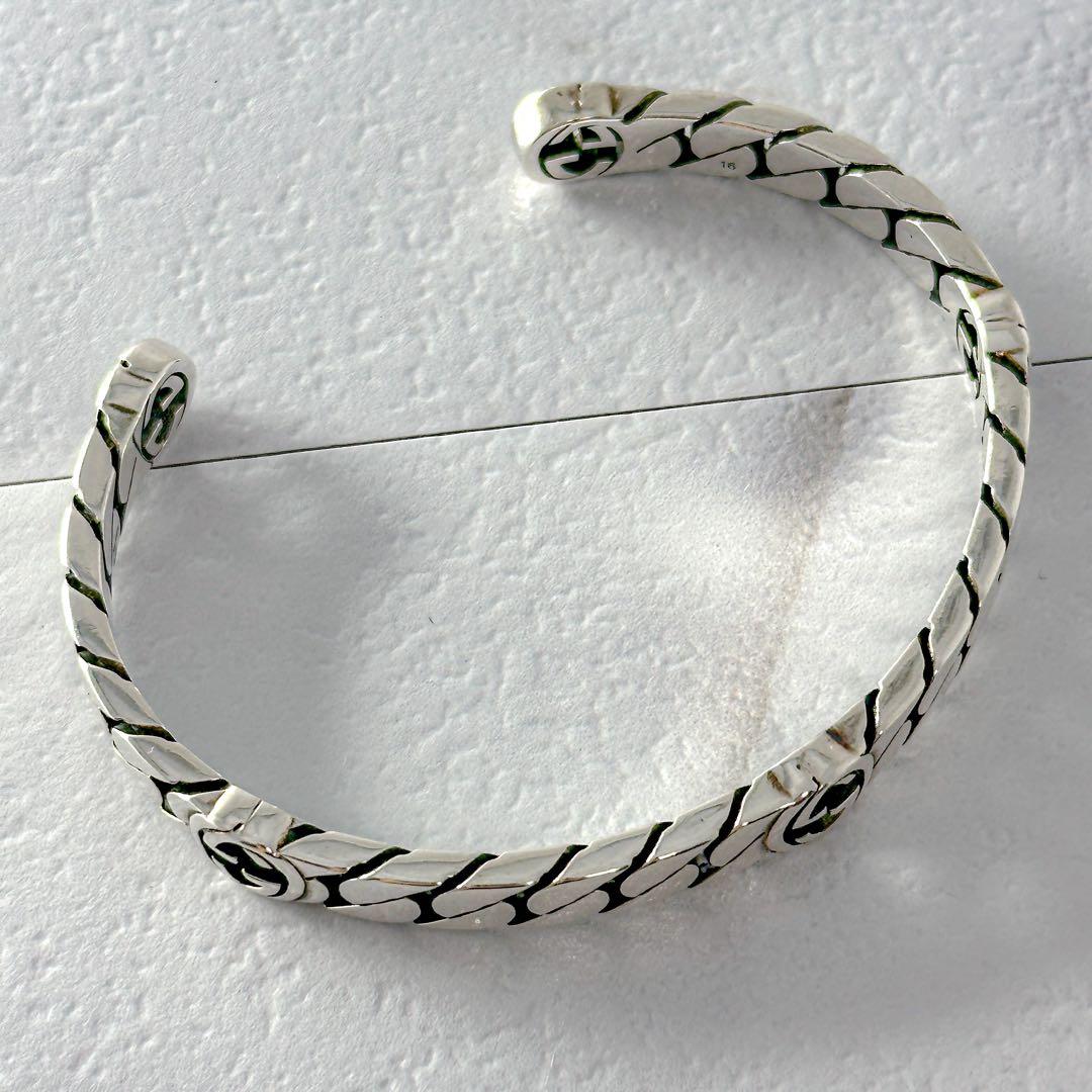 GUCCI　インターロッキング　G　喜平　シルバー　バングル　16表記