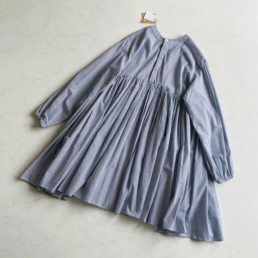 BEARDSLEY 先染め ギャザー チュニック ワンピース ストライプ