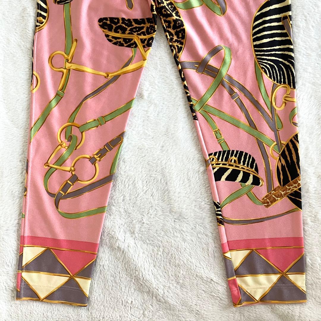 新品 グッチ ストレッチ レギンス パンツ S ピンク マルチカラー