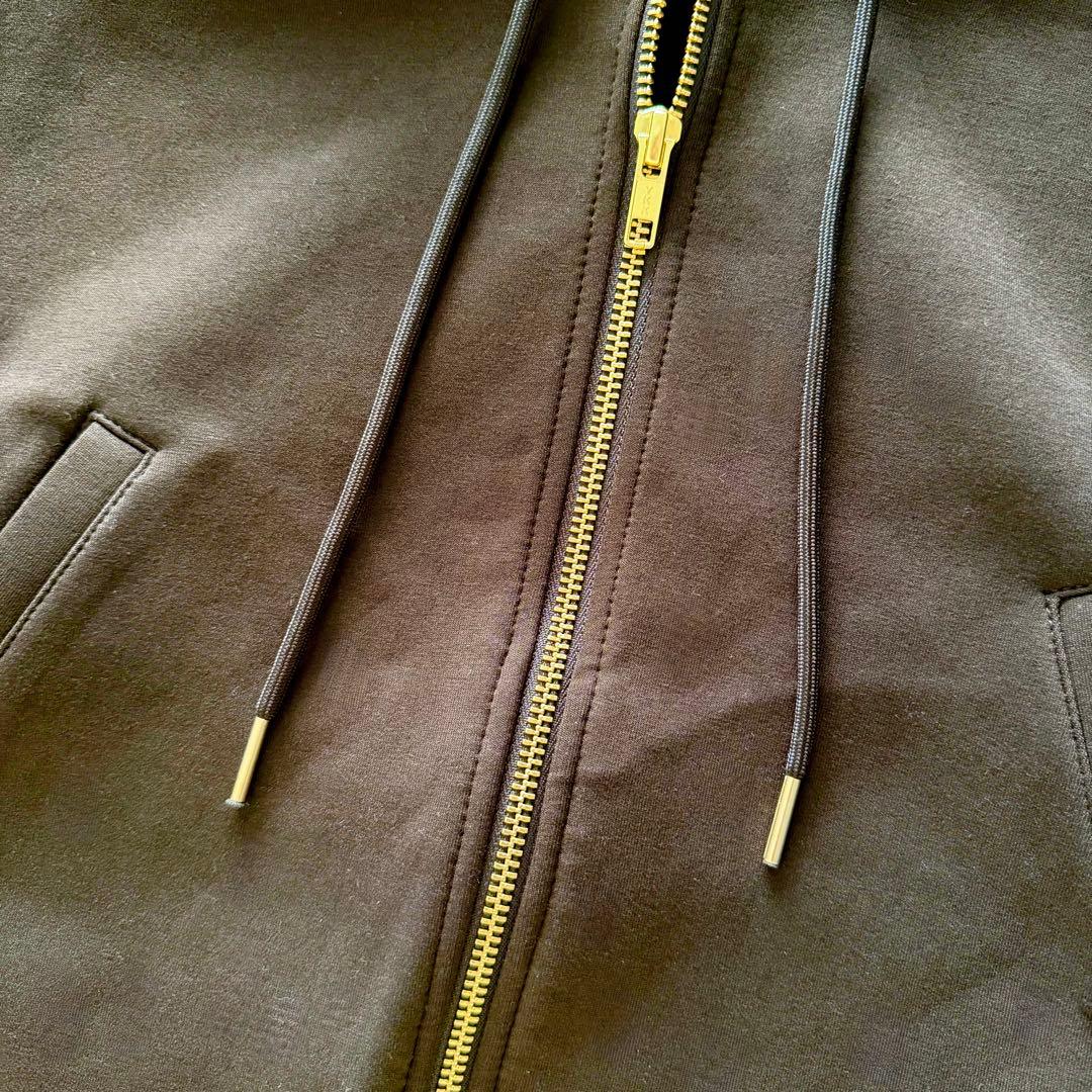 新品 Spick and Span ストレッチジップフードパーカー ブラウン