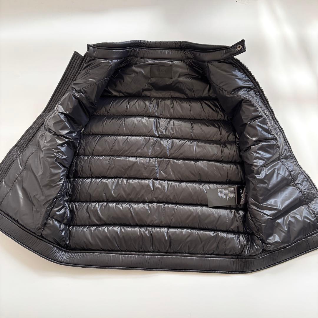 極美品 54/XL相当 PRADA プラダ ダウンベスト バイカー ブラック
