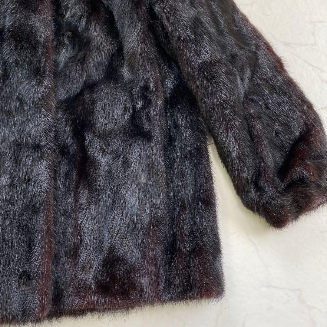 美品★SAGA MINK 金サガ ノーカラーコート リアルファー 15