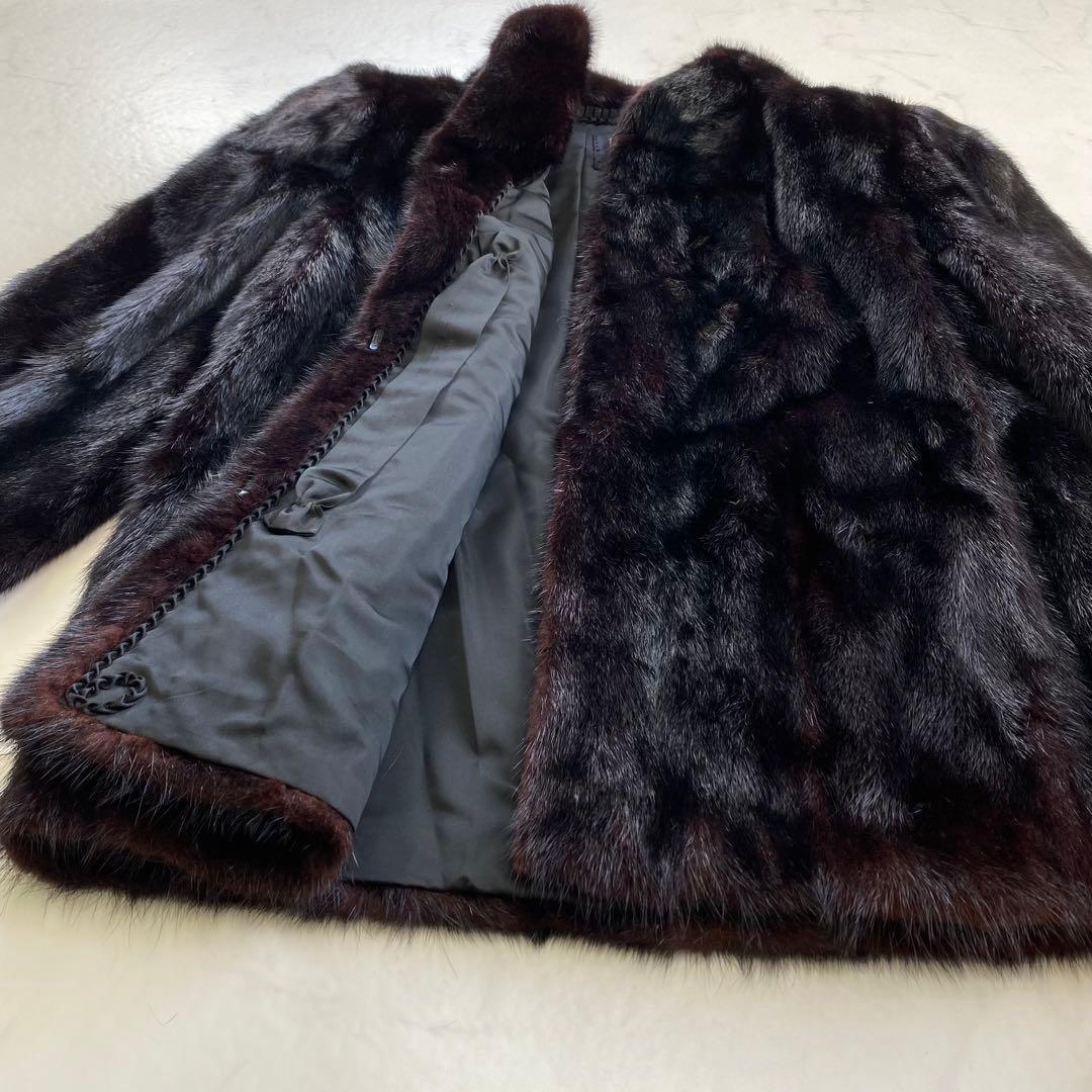 美品★SAGA MINK 金サガ ノーカラーコート リアルファー 15