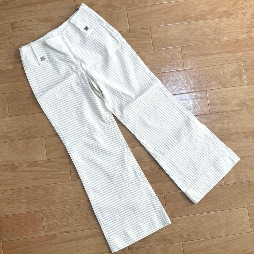 CHANEL シャネル フレアパンツ 01P ホワイト サイズ34 XS
