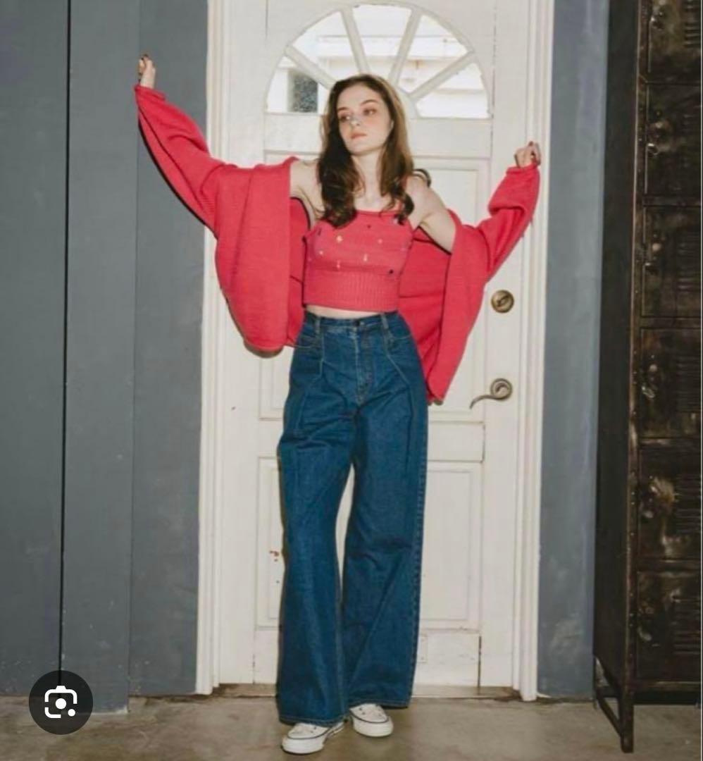 【新品未使用】PINUE ハンドステッチニットキャミ＆カーデセット PINK