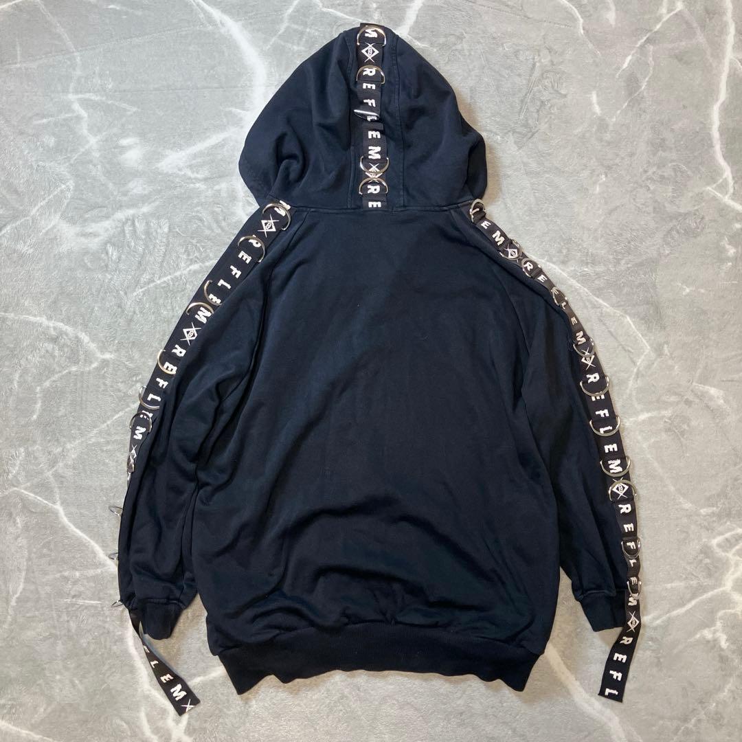REFLEM レフレム Dリング ロゴテープ ジップアップ パーカー ブラック