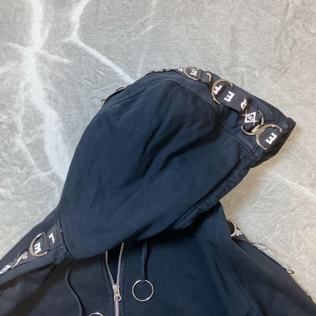 REFLEM レフレム Dリング ロゴテープ ジップアップ パーカー ブラック