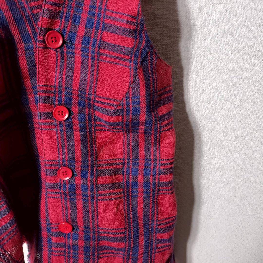 ワイズ Y's ヨウジヤマモト 変形ベスト チェック ウール アシンメトリー