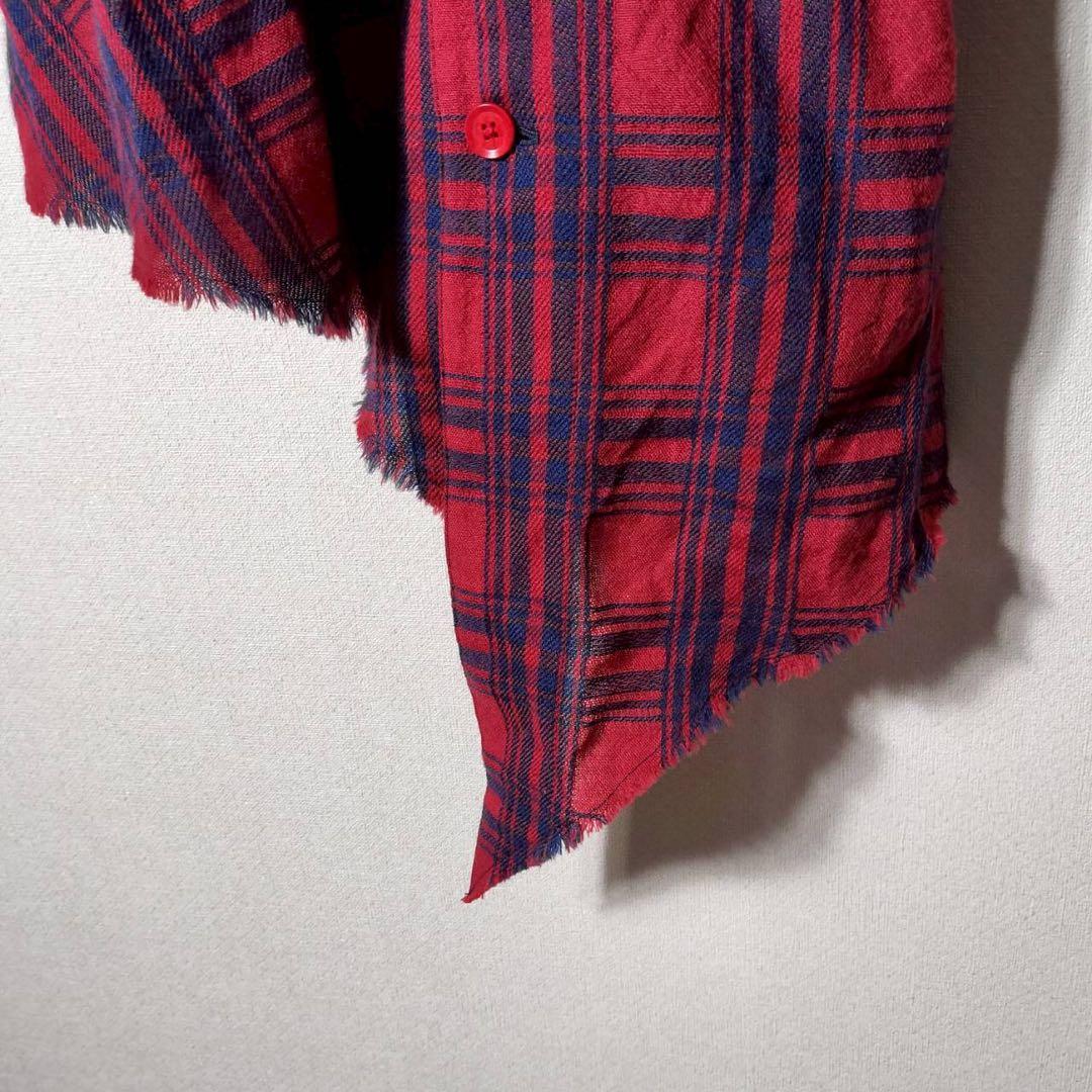 ワイズ Y's ヨウジヤマモト 変形ベスト チェック ウール アシンメトリー