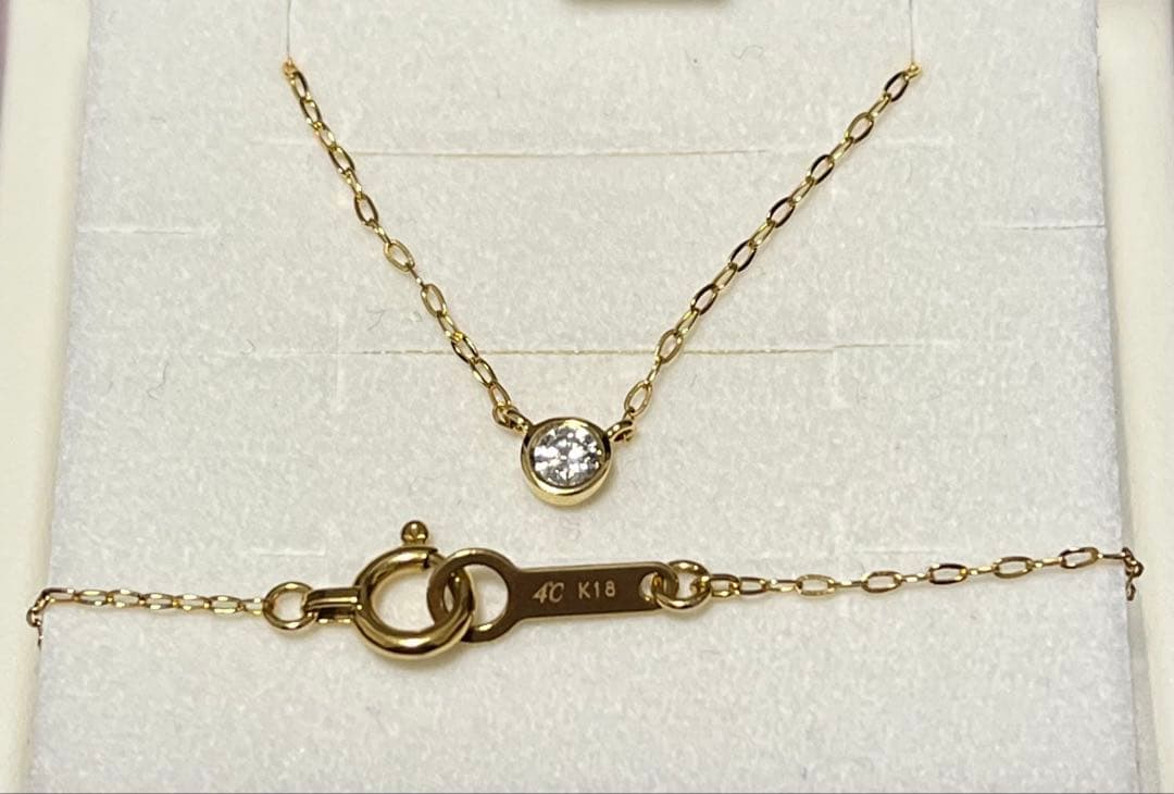 K18 4℃ 一粒 ダイヤ ネックレス　イエロー ゴールド