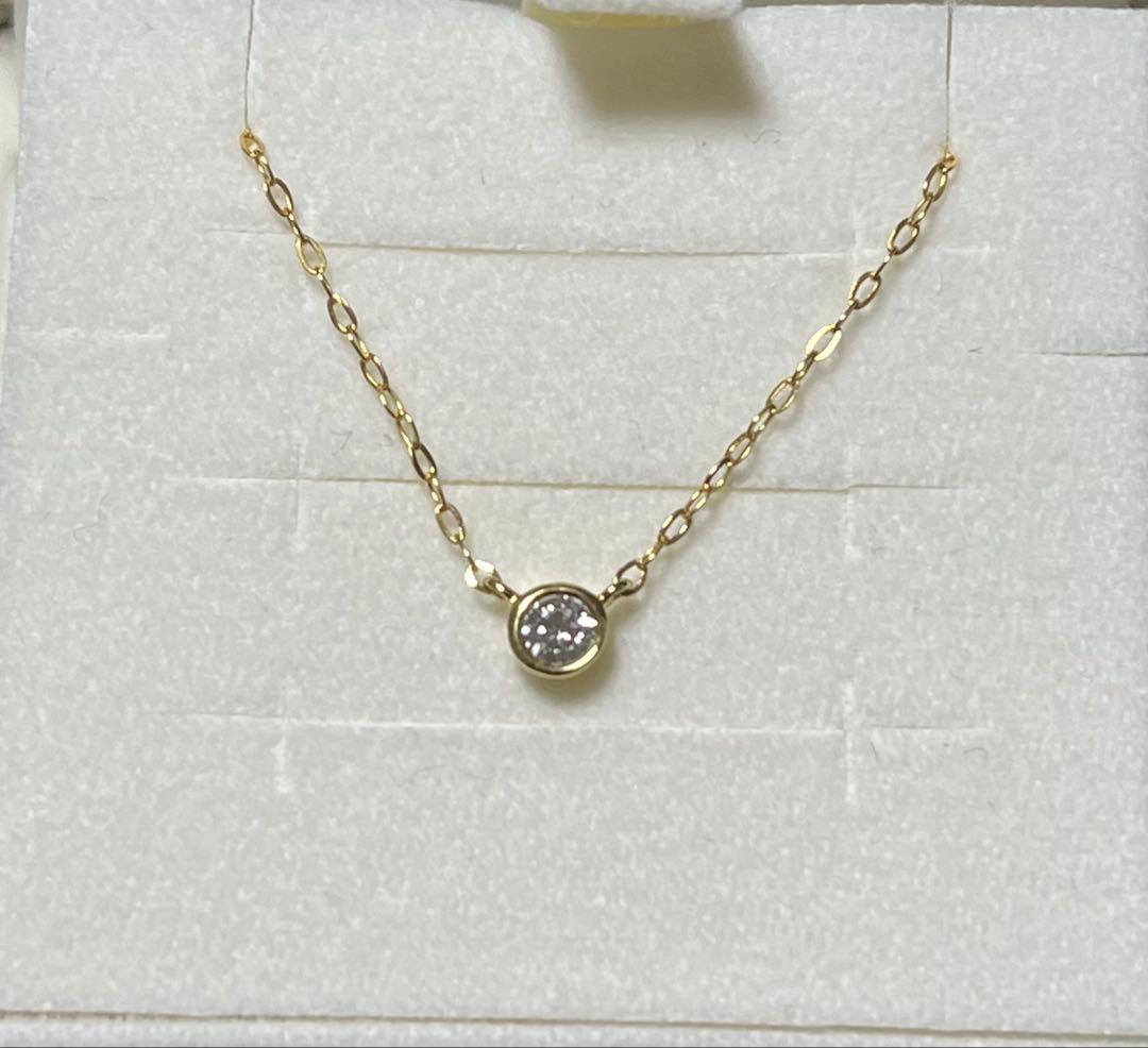 K18 4℃ 一粒 ダイヤ ネックレス　イエロー ゴールド
