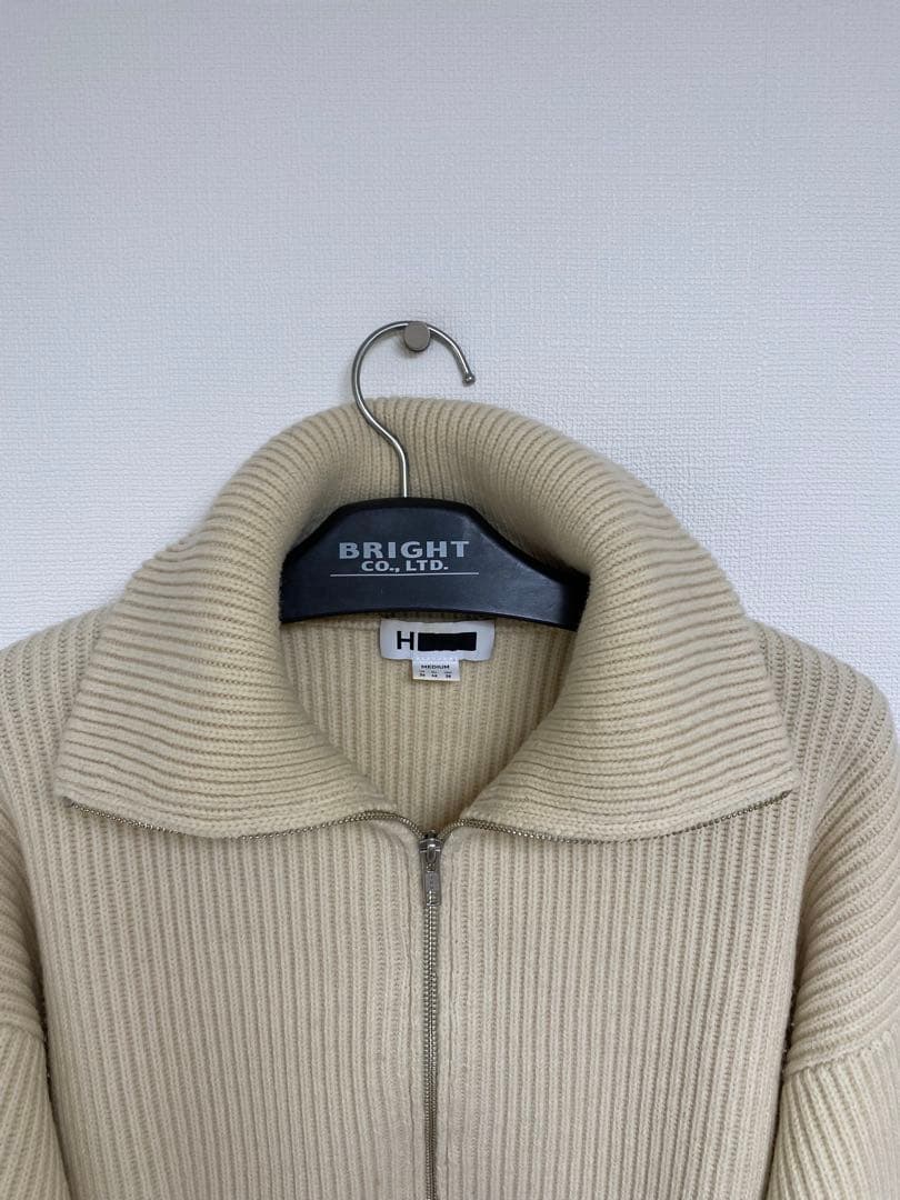 ＜H＞WOOL HARF ZIP PULLOVER/ニット　M 厚手