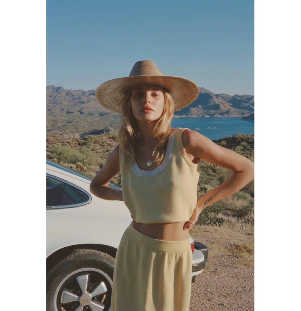 未使用タグ付き ラックオブカラー Fedora 麦わら帽子 中折れハット S/M