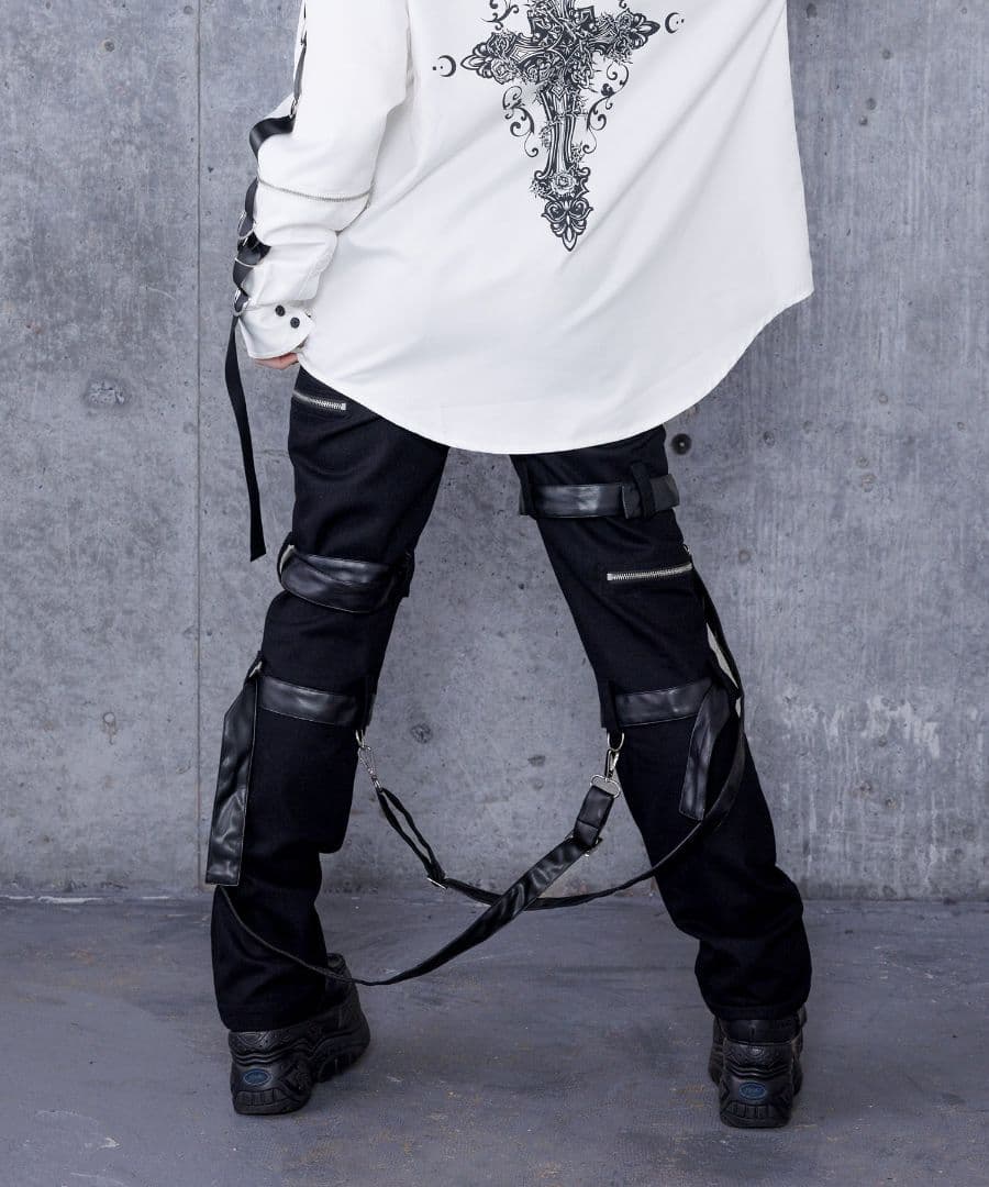 【hana】Amilige サスペンダーベルトZIPパンツ S