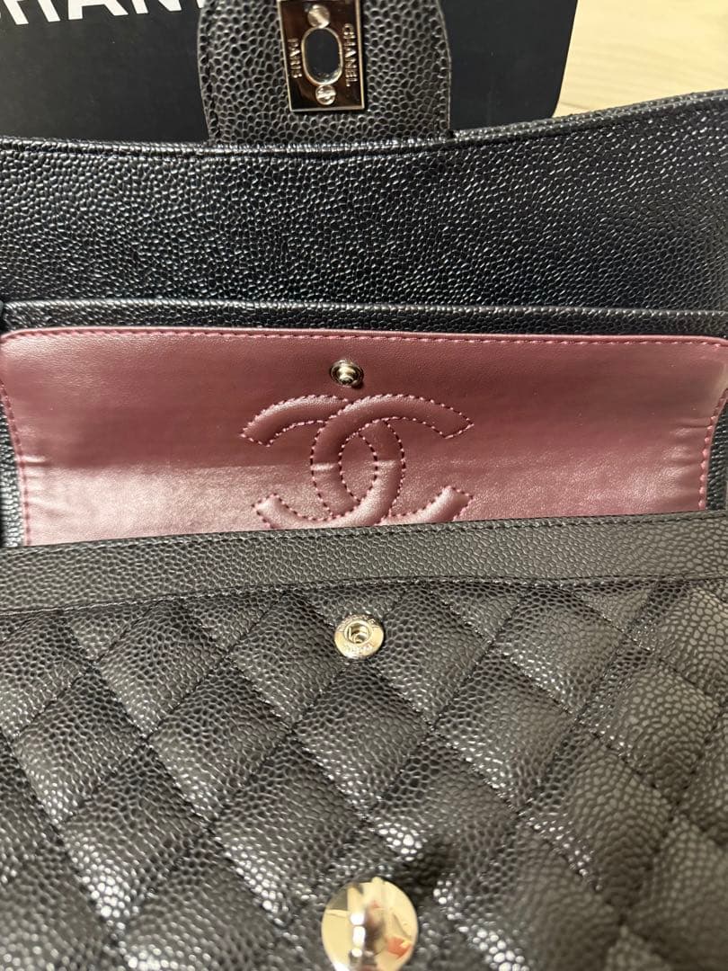 ノベルティCHANEL チェーン フラップバッグ キャビアスキン 2way