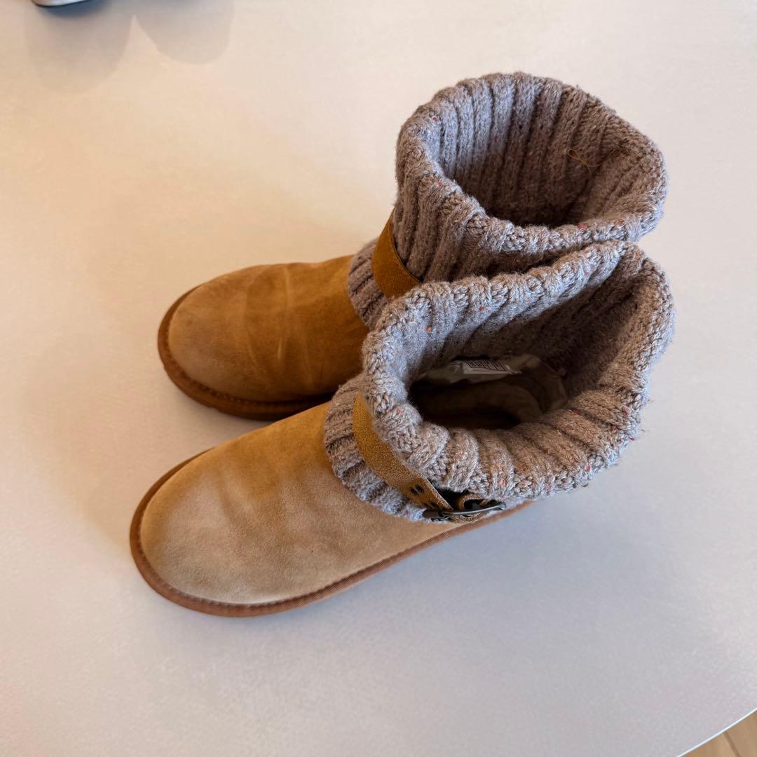 UGG ベージュ ムートンブーツ ニット折り返し