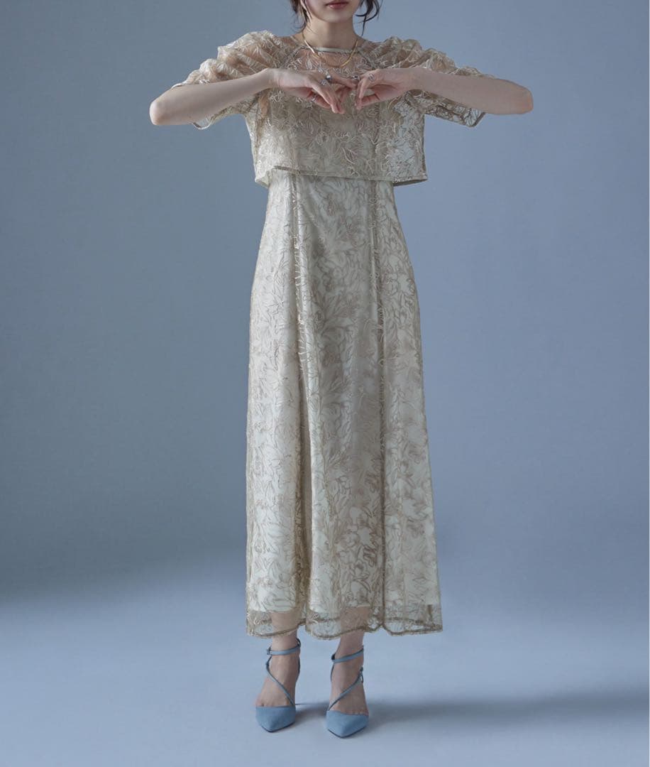 LE’RURE リルアー　刺繍レースレイヤードドレス　オケージョンドレス