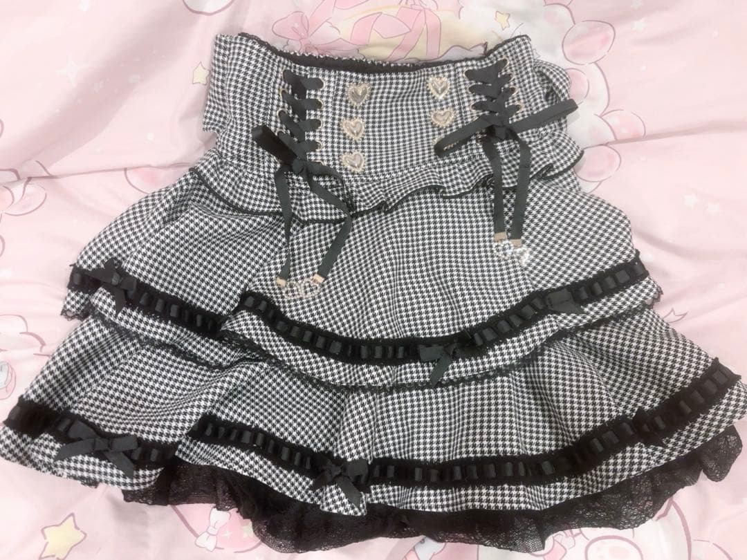 リズリサ サスペンダー付きスカパンスカート ギンガムチェック