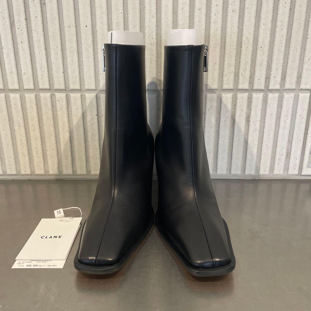 CLANE ブラック スクエアトゥ ブーツ　37
