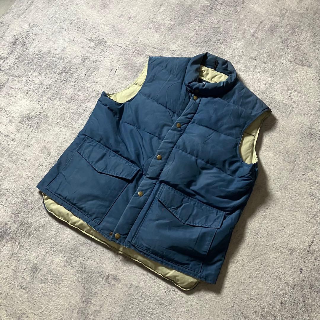 80sWoolrichウールリッチダウンベストUSA製ネイビー