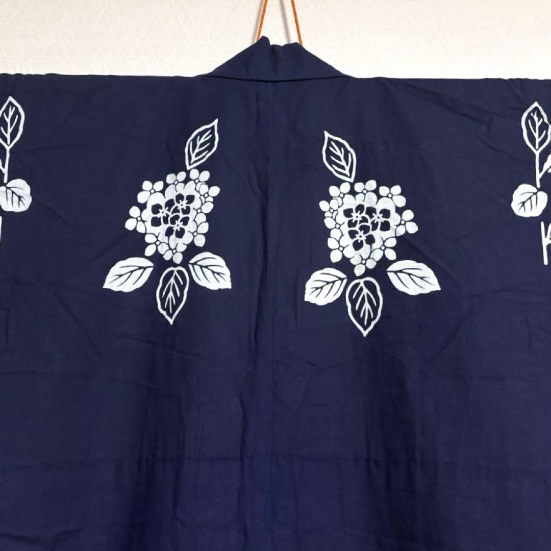 【浴衣】 手縫い 花模様 居敷当てあり 着物 身丈約156.5.cm