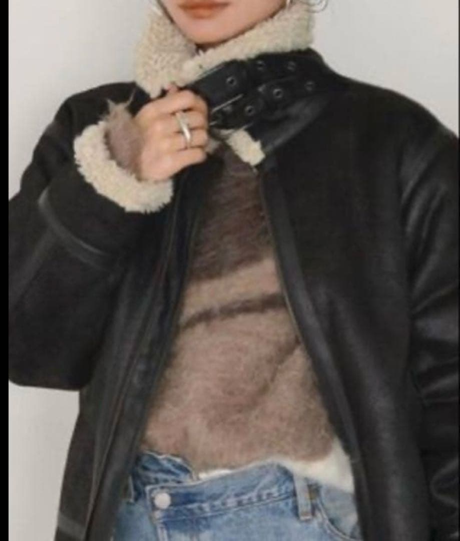 【未使用品】ungrid フェイクムートン ボアブルゾン