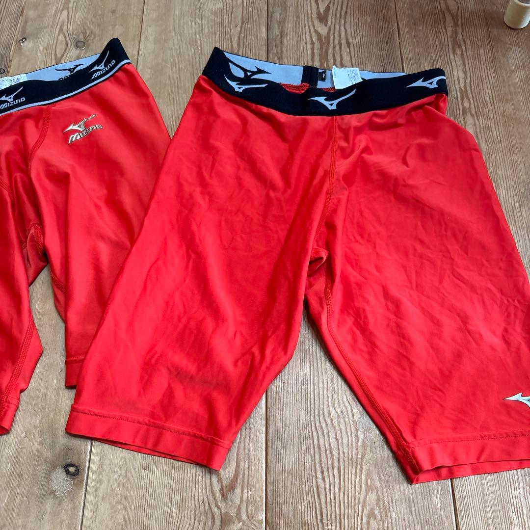 Mizuno 赤 ウェアセット M アンダーシャツ、スラパン、ソフトボール、野球