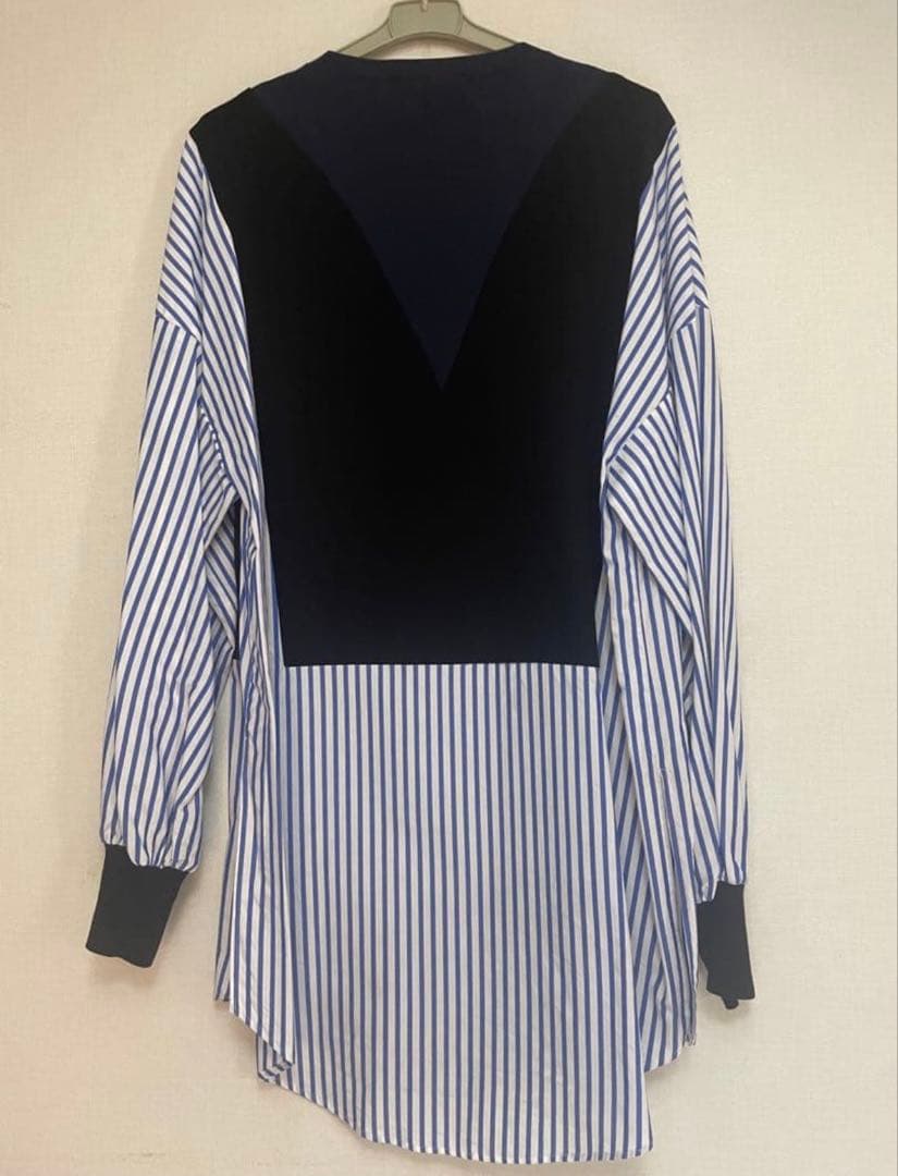 ENFOLD ダブルサテンニット SHIRT PULLOVER 紺