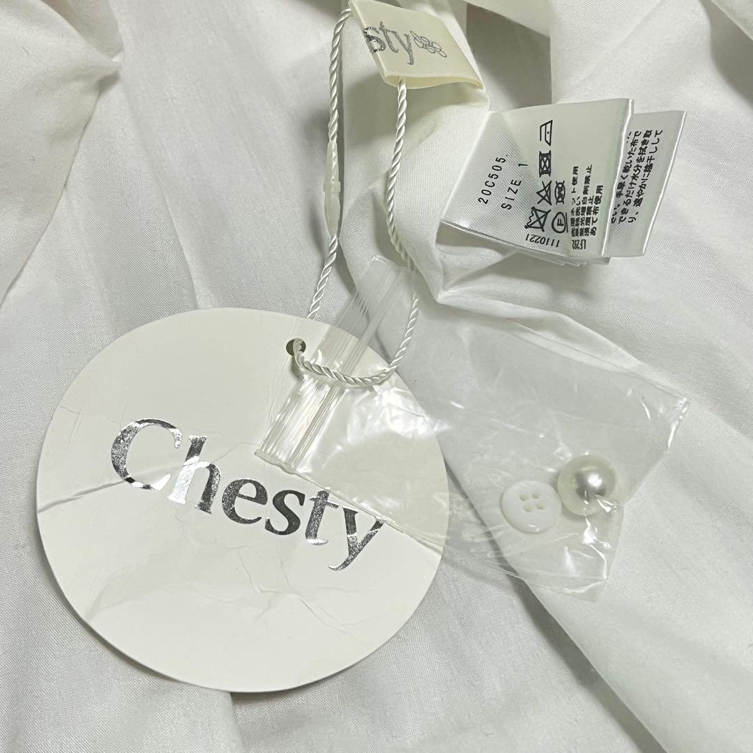 新品タグ付 千葉由佳✕Chesty フラワーレースシャツワンピース 白　サイズ1