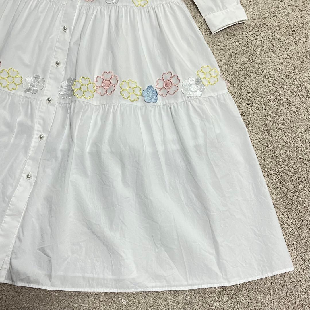 新品タグ付 千葉由佳✕Chesty フラワーレースシャツワンピース 白　サイズ1