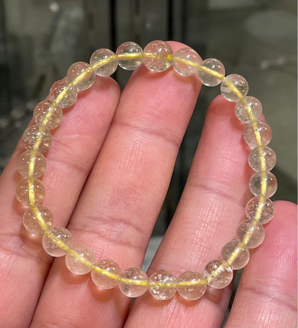 特選　ハイグレード ！リビアングラス ブレスレット6.8mm①
