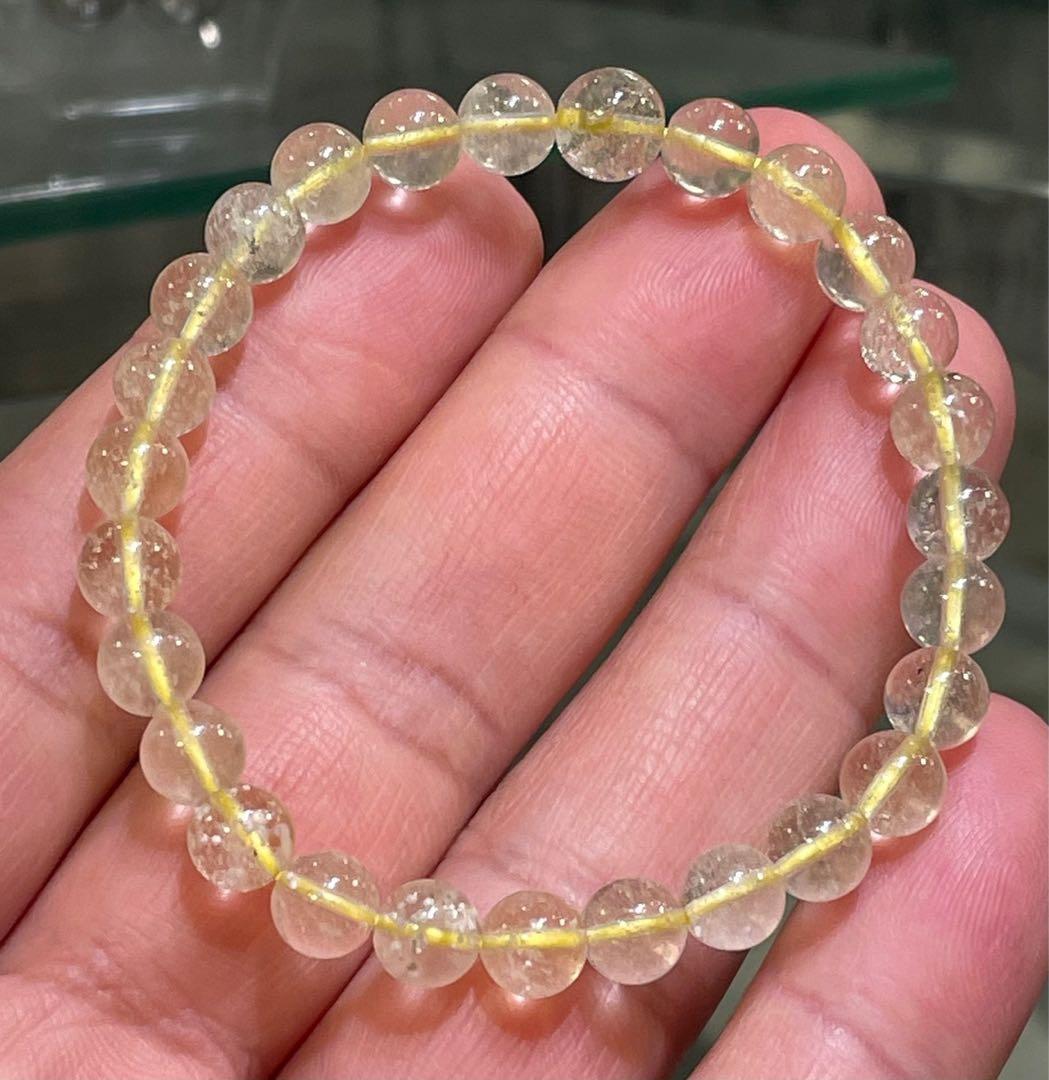特選　ハイグレード ！リビアングラス ブレスレット6.8mm①