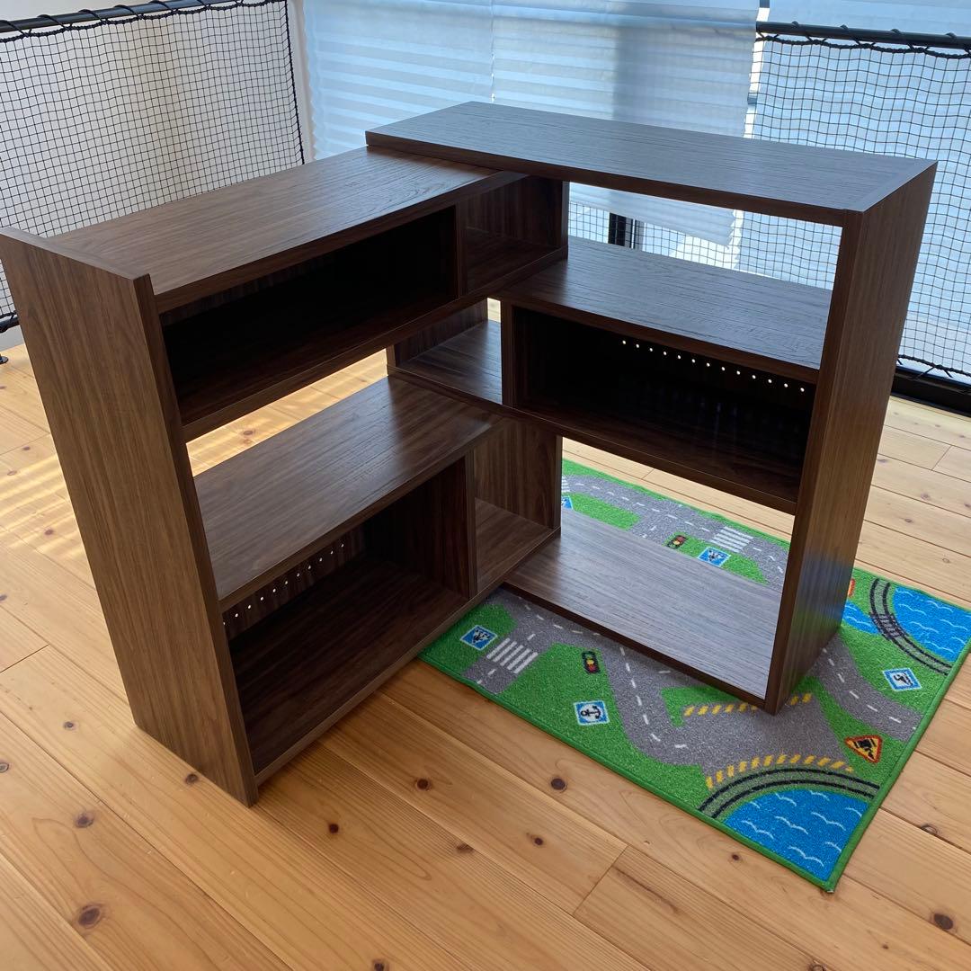 高さ88cm 本棚 棚 収納棚 ラック 伸縮ラック ロータイプ ブラウン