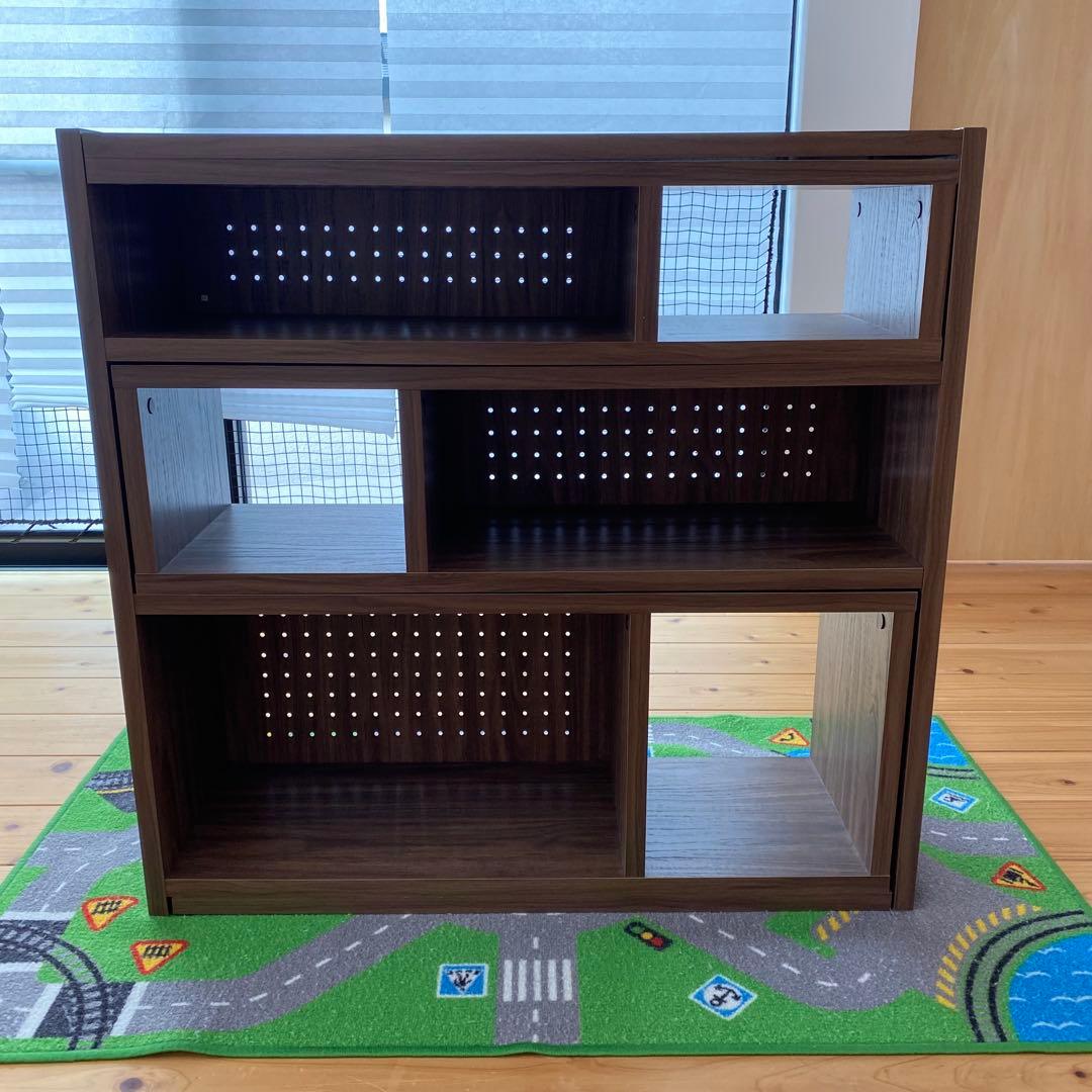 高さ88cm 本棚 棚 収納棚 ラック 伸縮ラック ロータイプ ブラウン