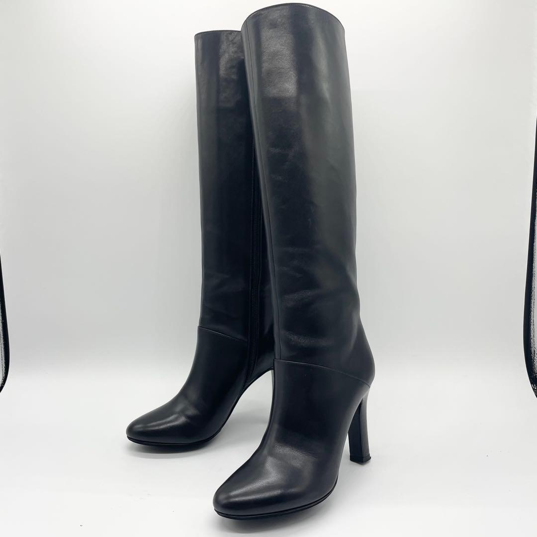 【美品】DIANA ダイアナ ロングブーツ サイドジップ レザー 黒 22.5
