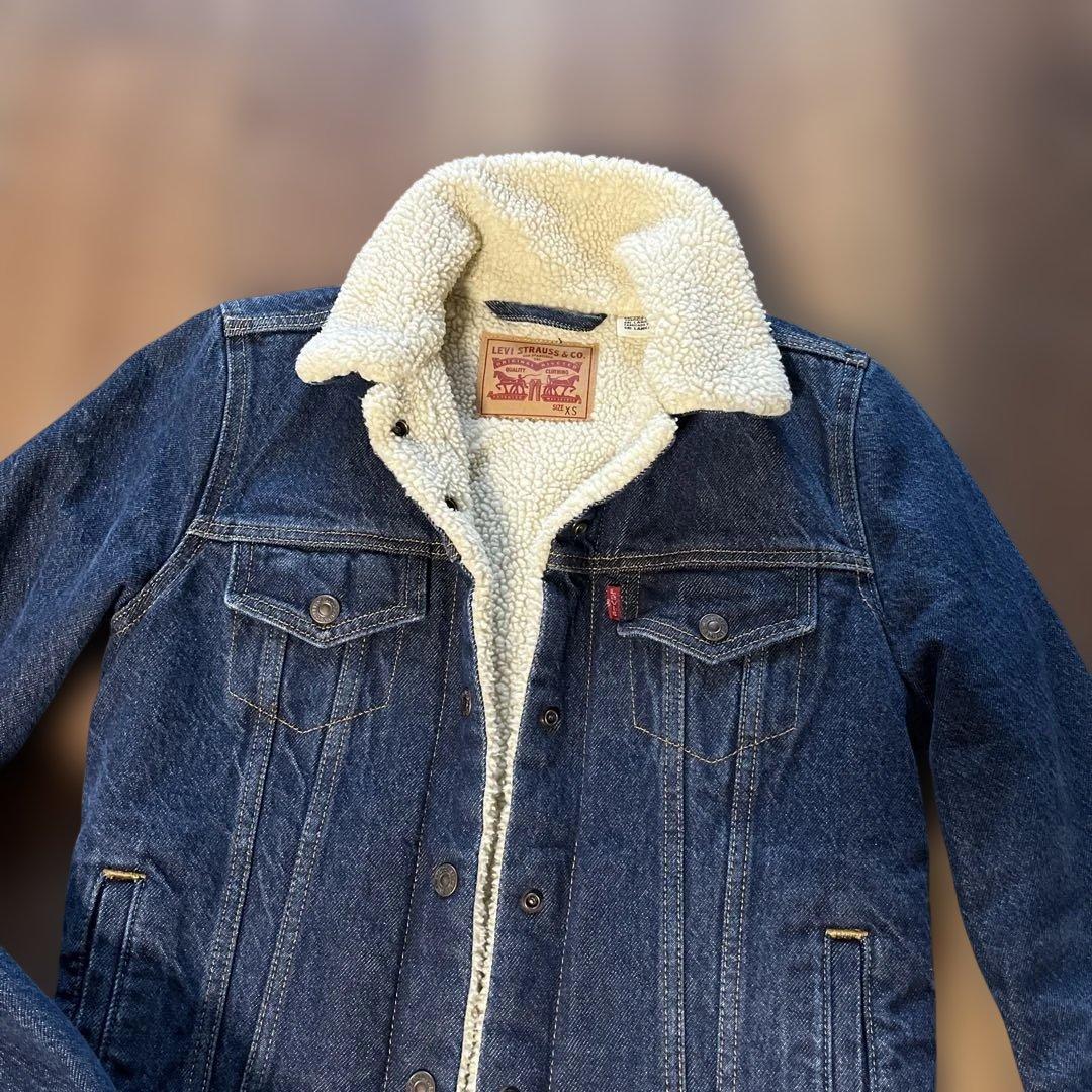 ちゅーたろう　美品Levi's★ボア襟付きデニムジャケット サイズXS-S