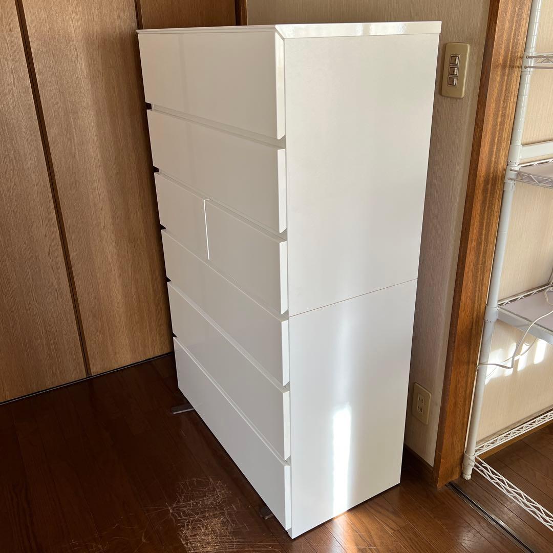 ニトリ　ハイチェスト(クエス 80-6HC WH)