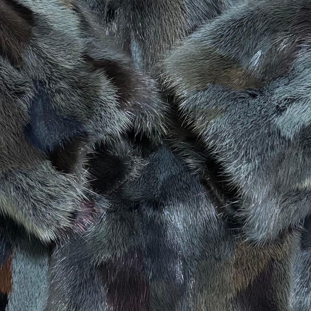 【美品】MINK FUR ミンクファー/パッチワーク/マルチカラー/ハーフコート