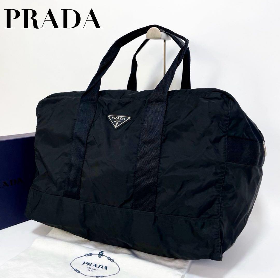 【正規品】PRADA プラダ ボストンバッグ ナイロン 三角ロゴ 黒 大容量