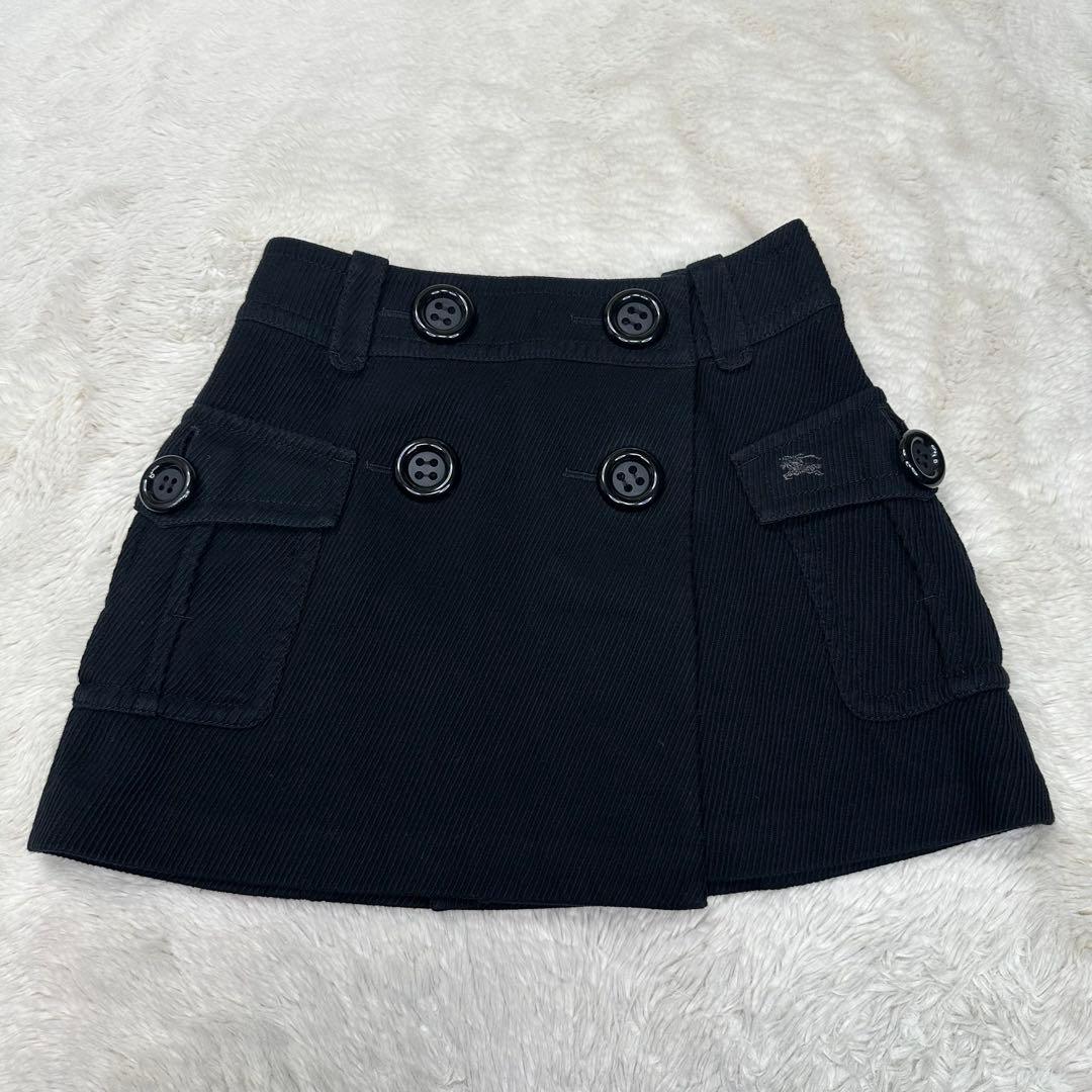 ✨美品✨バーバリーブルーレーベル ラップスカート 黒 ノバチェック ホース刺繍