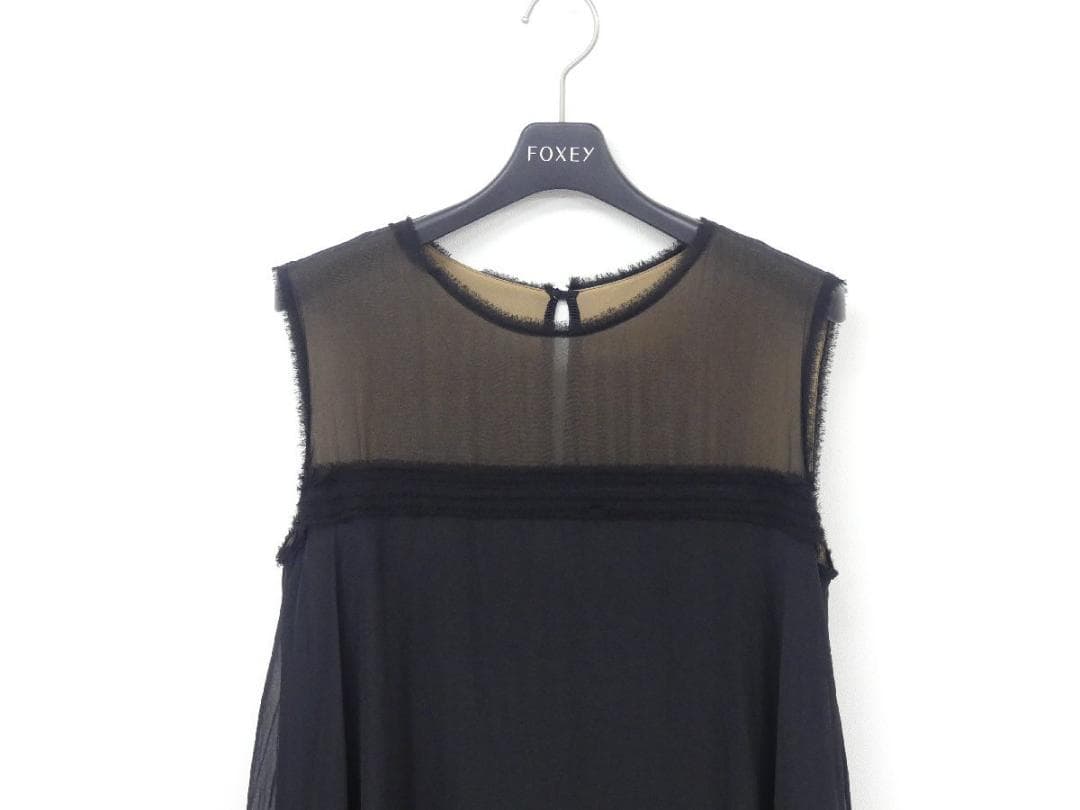 美品★FOXEY/フォクシーシルクシフォンワンピース 38 シルク100%
