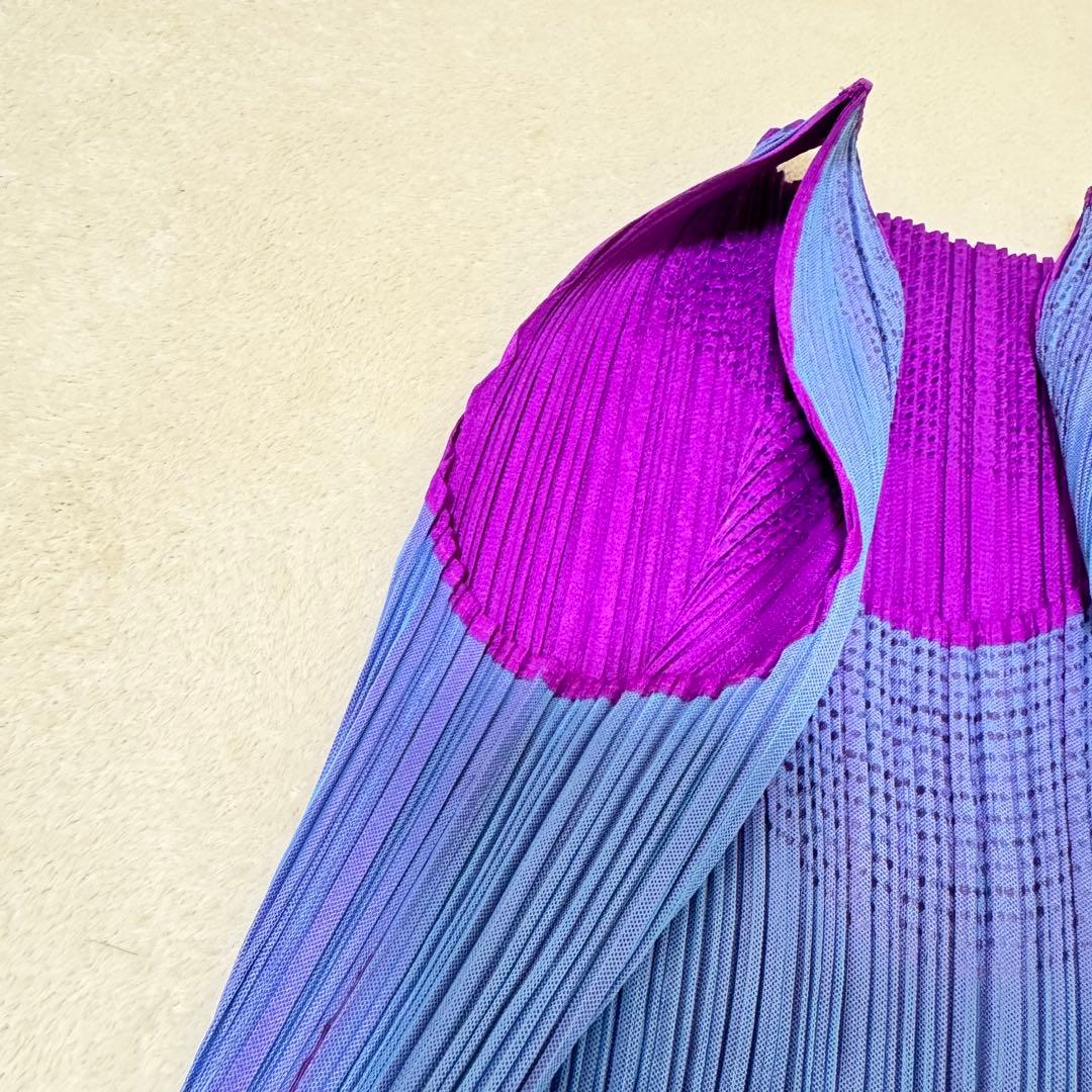 極美品✨PLEATS PLEASE プリーツ　ノースリーブ　バイカラー　青　紫