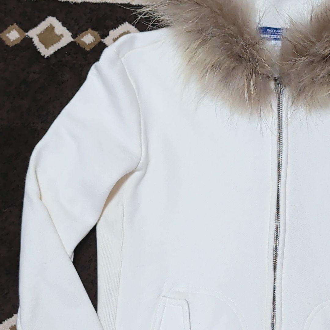 バーバリーブルーレーベル リアルファー 短丈 Wジップパーカー